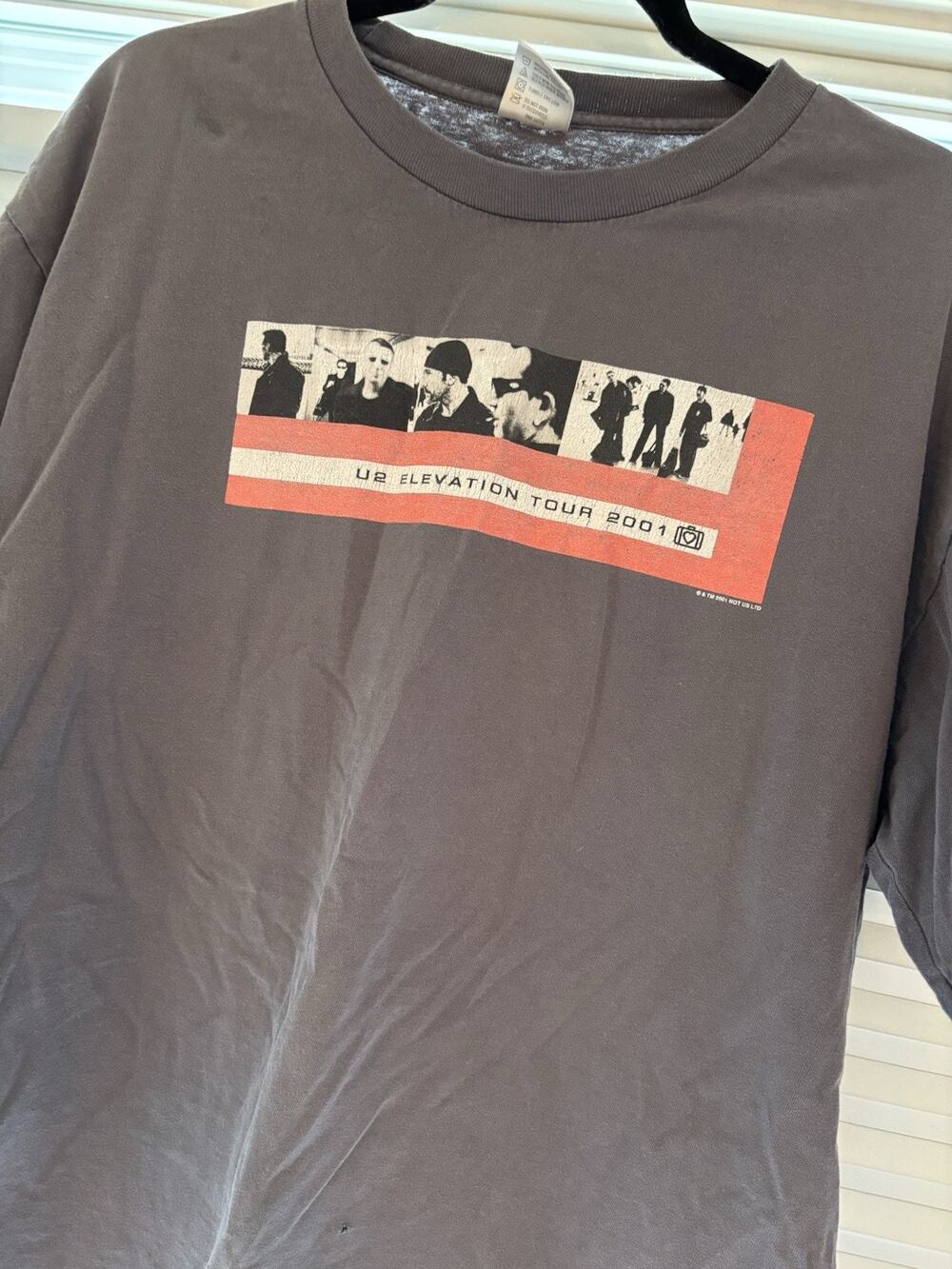 Vintage 2001 U2 Elevation Tour Concert T-Shirt Gray Large Tee Murina USA Band
